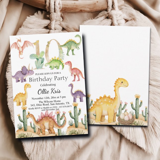 Invitación Coloridos dinosaurios Fiesta de cumpleaños número  (Subido por el creador)