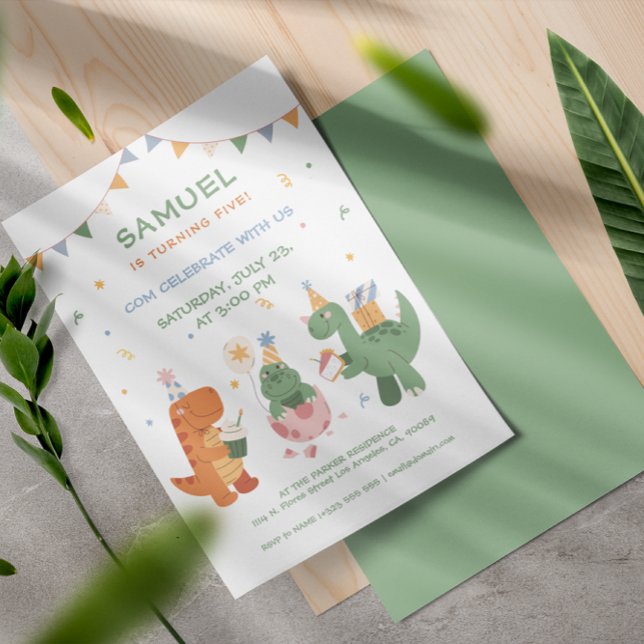 Invitación Coloridos dinosaurios infantiles cumpleaños (Subido por el creador)