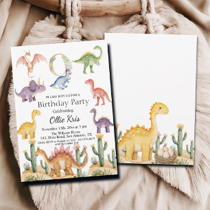 Invitación Coloridos Dinosaurios Novena Fiesta de Cumpleaños