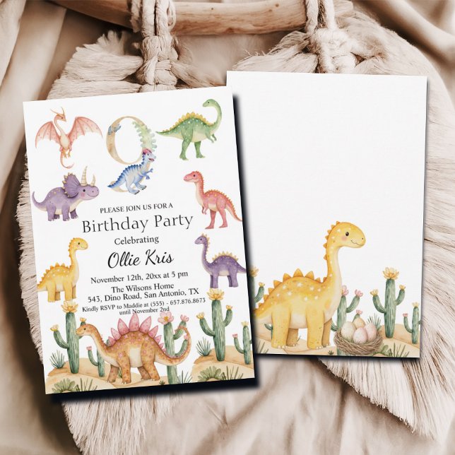 Invitación Coloridos Dinosaurios Novena Fiesta de Cumpleaños (Subido por el creador)