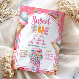 Invitación Coloridos dulces pasteles, un primer cumpleaños