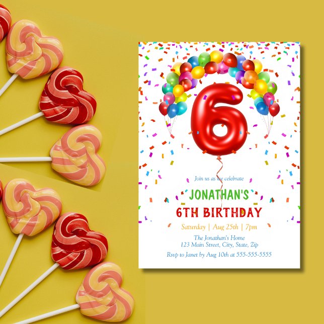 Invitación Coloridos globos de Confetti Brillantes (Subido por el creador)