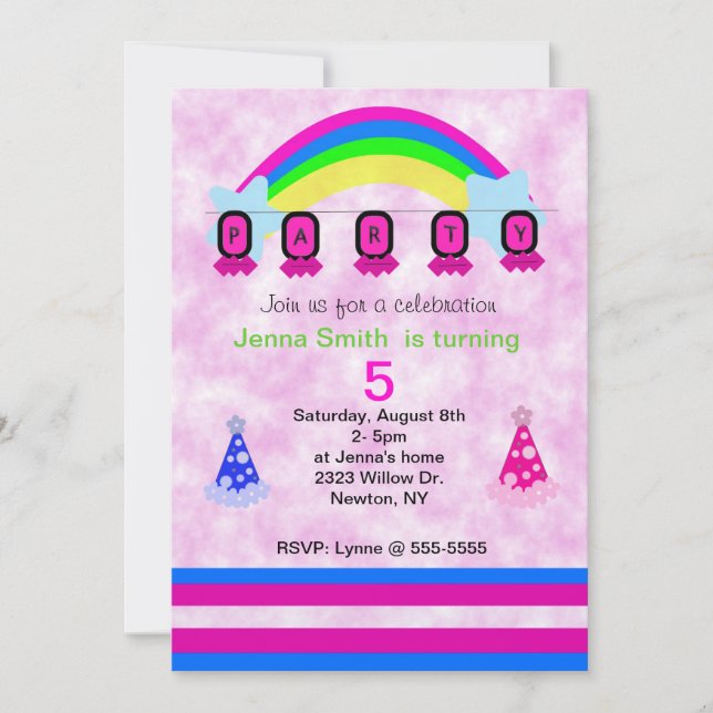 Invitación Coloridos Gorras arcoiris y natales (Anverso)