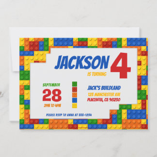 Invitación Coloridos ladrillos bloques de construcción Cumple