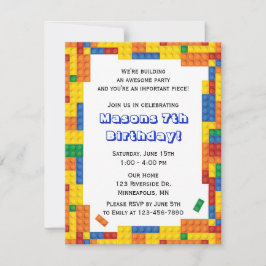Invitación Coloridos ladrillos construyen bloques fiesta de c