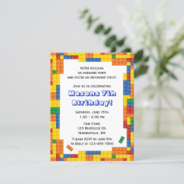Invitación Coloridos ladrillos construyen bloques fiesta de c