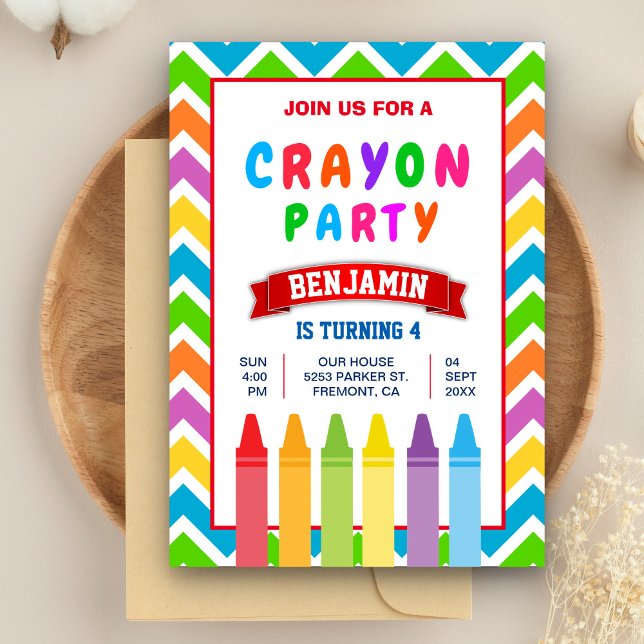 Invitación Coloridos niños Crayons Fiesta de cumpleaños (Subido por el creador)