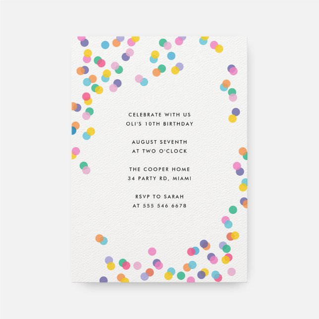 Invitación Coloridos niños de Confetti Fiesta de cumpleaños (Subido por el creador)