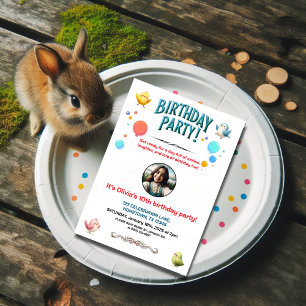 Invitación Coloridos niños Feathered amigos fiesta de cumplea