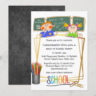 Invitación Coloridos niños personalizados de pizarra en aula