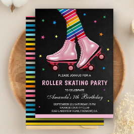Invitación Coloridos niños Roller Patinaje Fiesta de cumpleañ