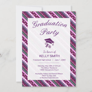 Invitación Coloridos patrones étnicos diseñan fiesta de gradu