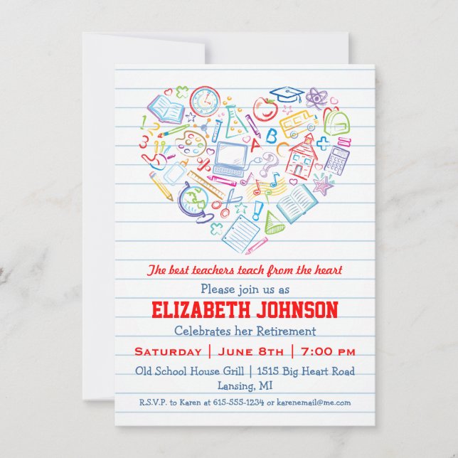 Invitación Coloridos profesores invitan a Fiesta de Jubilació (Anverso)