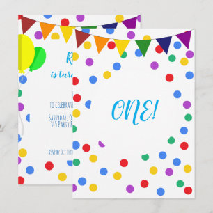 Invitación Coloridos puntos de confetti y globos