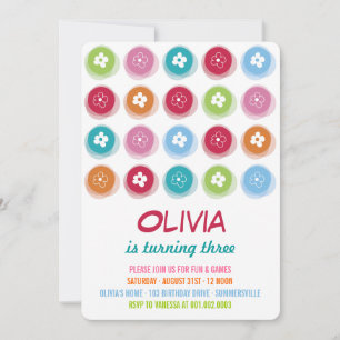 Invitación Coloridos puntos de flores de margarita Chica Invi