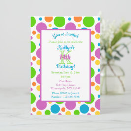 Invitación Coloridos puntos de polka | Fiesta de cumpleaños