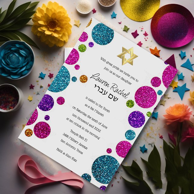 Invitación Coloridos puntos Purpurinoso en cualquier tina de  (Subido por el creador)