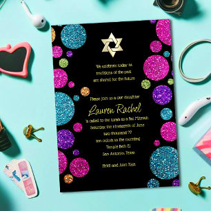 Invitación Coloridos puntos Purpurinoso en cualquier tina de