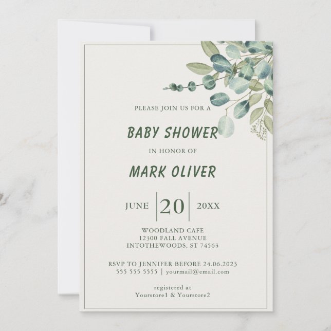 Invitación Colorous Jungle Adventure Baby Shower (Anverso)