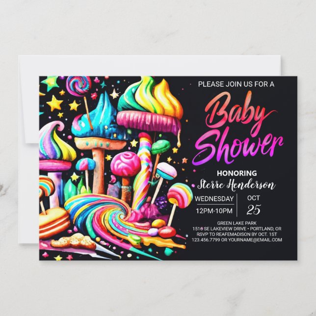 Invitación Colorous Wonderland Baby Shower (Anverso)
