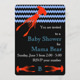 Invitación colosal de Baby Shower del calamar