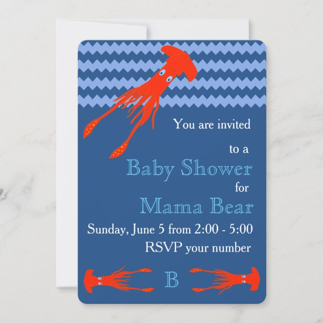 Invitación colosal de Baby Shower Squid (Anverso)
