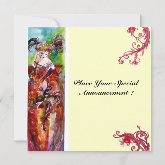 Invitación COLUMBINA, Fiesta Dulce De Mascaradas (Anverso)