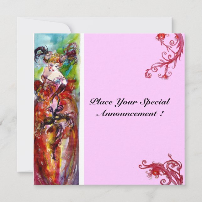 Invitación COLUMBINA, Fiesta Dulce De Mascaradas (Anverso)