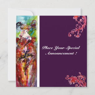 Invitación COLUMBINE, Mardi Gras, dulce Fiesta de 16 mascarad