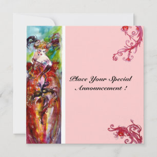 Invitación COLUMBINE, Mardi Gras, dulce Fiesta de 16 mascarad