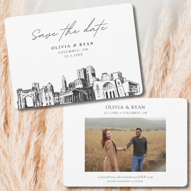 Invitación Columbus Boda Modern Save the Date (Columbus Wedding Save the Date)