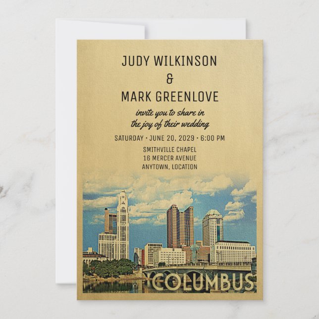 Invitación Columbus Wedding Invitation Ohio (Anverso)