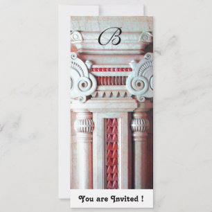Invitación COLUMNA DECORATIVA CLÁSICA ART NOUVEAU Monograma R