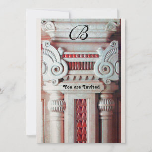 Invitación COLUMNA DECORATIVA ELEGANTE ART NOUVEAU Rojo Blanc