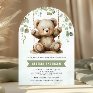 Invitación Columpio de osito de peluche adorable Arco de euca