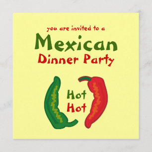 Invitación Coma a tus verduras Fiesta chilli mexicano invitad