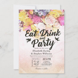 Invitación COMA Bebe y Festeja Boda de Flor de Acuarela Moder