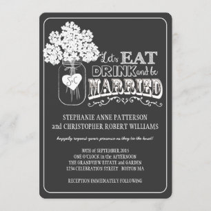 Invitación Coma, bebe y se casa con un Boda estilo Chalkboard