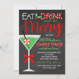 Invitación Coma, bebe y sé Fiesta de Navidades de pizarra de