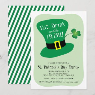 Invitación Coma, bebe y sé irlandés Fiesta del Día de San Pat