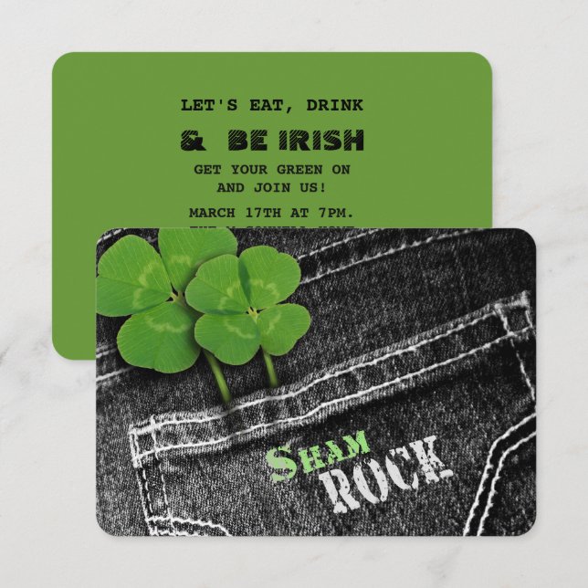 Invitación Coma, bebe y sé irlandés Fiesta del Día de San Pat (Anverso / Reverso)