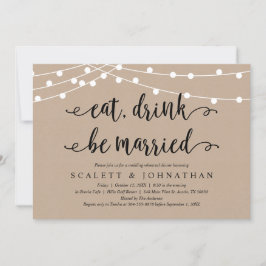 Invitación Coma, bebe y te casarás, cena de ensayo rústica