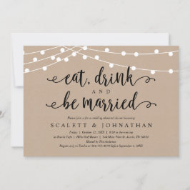 Invitación Coma, bebe y te casarás, cena de ensayo rústica