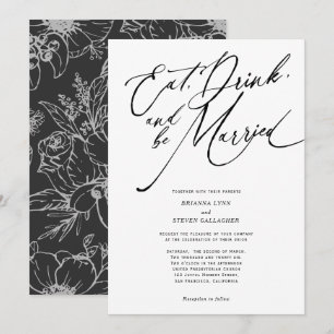 Invitación Coma bebida y esté casado boda de escritura modern