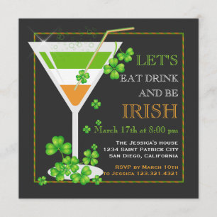 Invitación Coma, bebida y sea cóctel del día de St Patrick