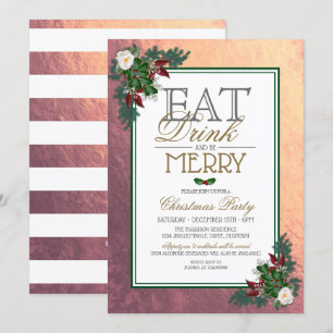 Invitación Coma bebidas y sé feliz fiesta de Navidad Invitaci