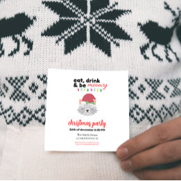 Invitación Coma bebidas y sé Navidades de Santa Cat Personali