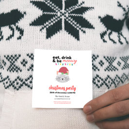 Invitación Coma bebidas y sé Navidades de Santa Cat Personali
