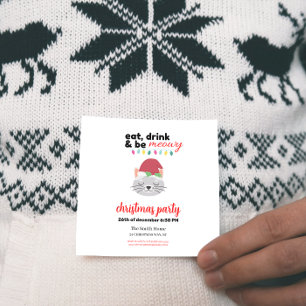 Invitación Coma bebidas y sé Navidades de Santa Cat Personali