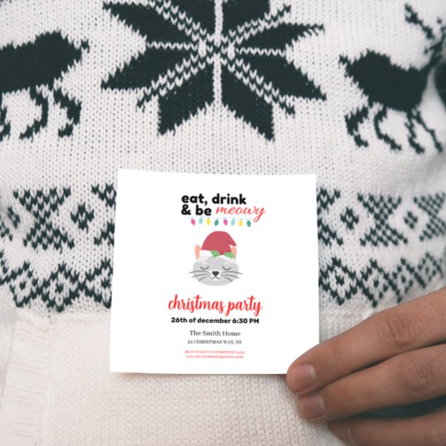 Invitación Coma bebidas y sé Navidades de Santa Cat Personali (Subido por el creador)